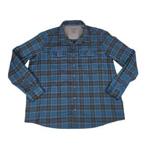 Swiss Tech Shirt Men's Size 2XL Black Yellow Teal Plaid Long Sleeve SM28Y078B